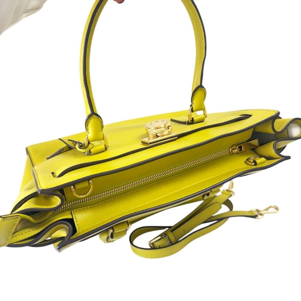 MICHAEL KORS Hamilton Yellow/Lime Green Satchel Bag Leather New Without Tags! - Picture 4 of 10